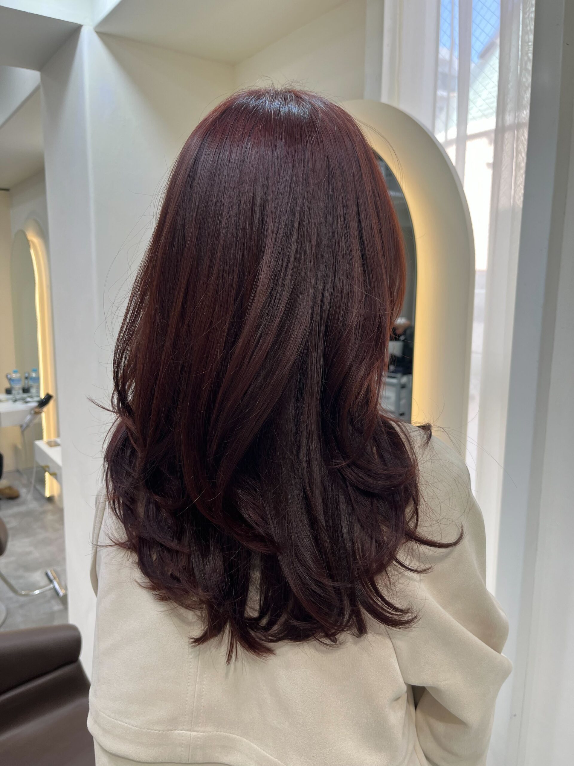 Burgundy color/ Hair color in Tokyo